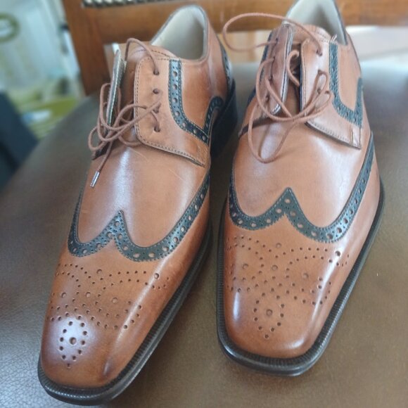 Interesting mens leather wing tips. New and Unworn.. - Picture 1 of 8